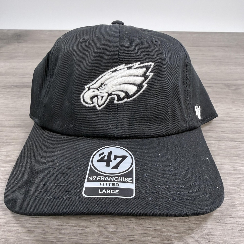 Philadelphia Eagles Hat Cap Fitted Mens 7 1/4 Black NFL Football '47 Franchise